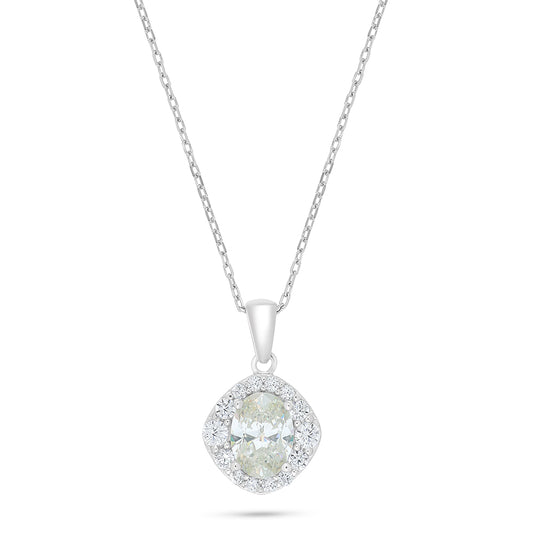 Sterling Silver 925 Necklace Rhodium Plated Embedded With Diamond Zircon And White Zircon