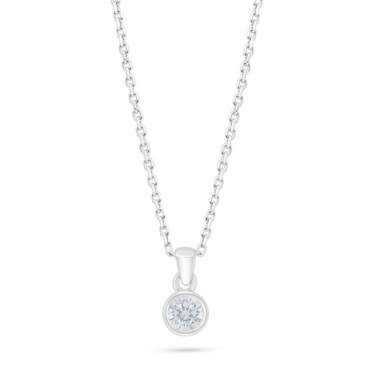 Sterling Silver 925 Necklace Rhodium Plated Embedded With White Zircon