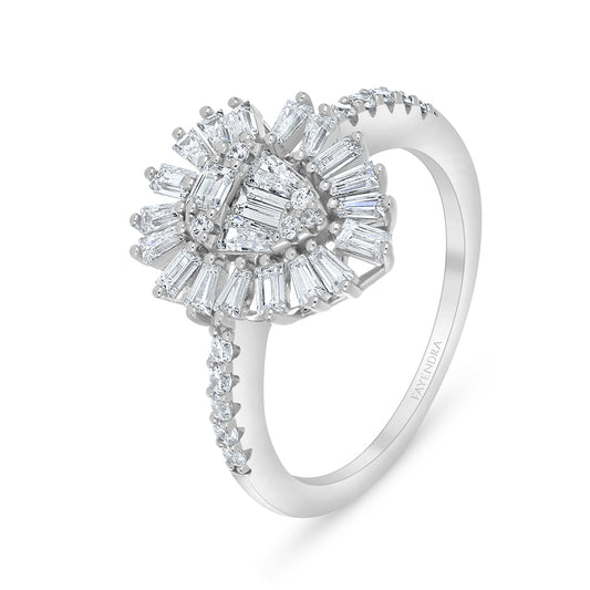 خاتم من الفضة الخالصة عيار 925 مطلي روديوم مرصع فص ابيض