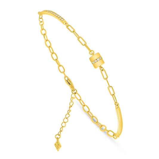 Sterling Silver 925 Bracelet Golden Plated Embedded With White Zircon
