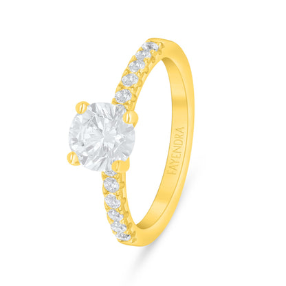 خاتم من الفضة الخالصة عيار 925 مطلي ذهبي مرصع فص ابيض