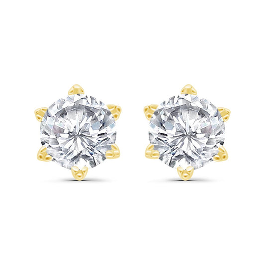 Sterling Silver 925 Earring Gold Plated Embedded With White Zircon