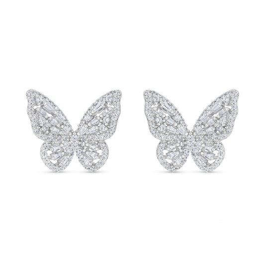 اقراط من الفضة الخالصة عيار 925 مطلية روديوم مرصعة فص ابيض