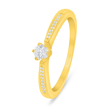 خاتم من الفضة الخالصة عيار 925 مطلي ذهبي مرصع فص ابيض