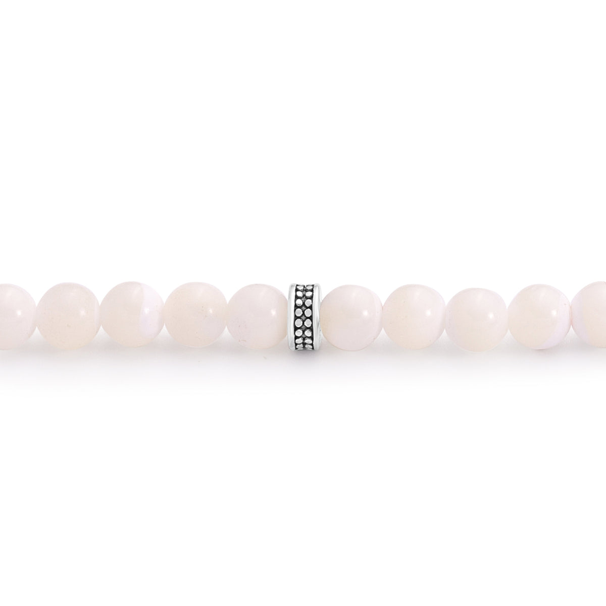Rosary 100 White Shell Stones 6 mm With Stainless Steel 316L Set Silver And Black Plated
