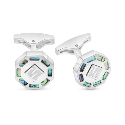 كبك ستانلس ستيل لون فضي عيار L316 مرصع احجار  صدف استرالي Matt Steel