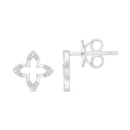 Sterling Silver 925 Earring Rhodium Plated Embedded With White Zircon