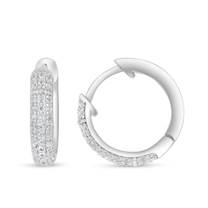 Sterling Silver 925 Earring Rhodium Plated Embedded With White Zircon