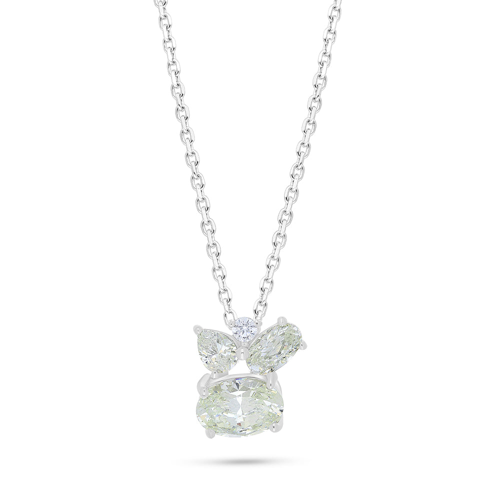 Sterling Silver 925 Necklace Rhodium Plated Embedded With Diamond Zircon And White Zircon