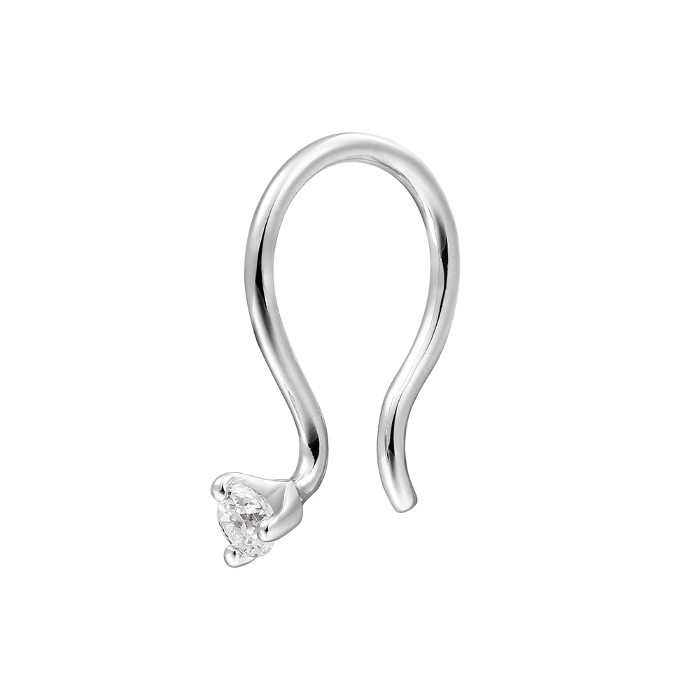 Sterling Silver 925  Nose Rings Rhodium Plated Embedded With Natural CVD Diamonds