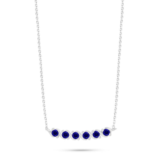 عقد من الفضة الخالصة عيار 925 مطلي روديوم مرصع زفير كروندوم