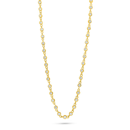 Sterling Silver 925 Necklace Golden Plated Embedded With White Zircon