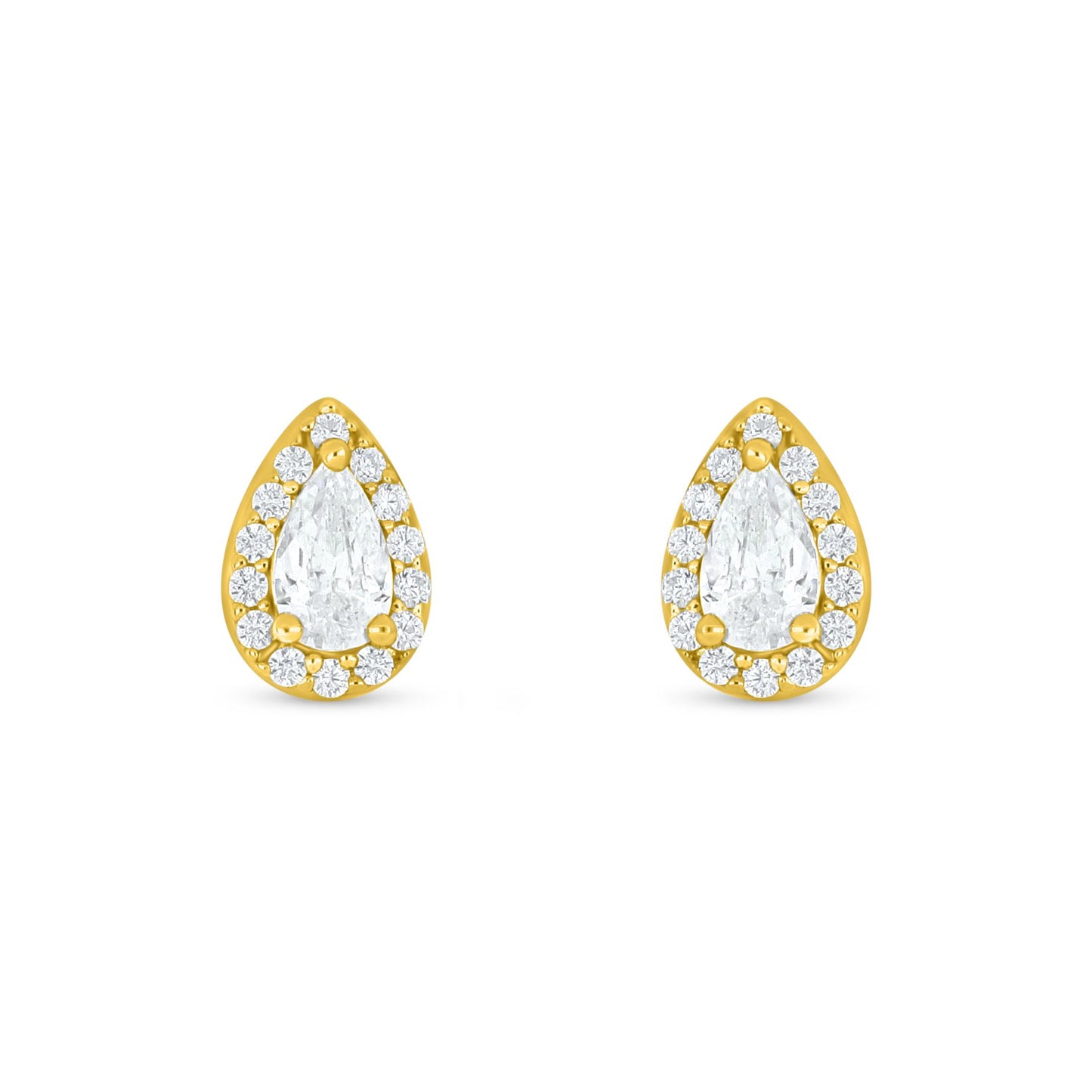 Sterling Silver 925 Earring Golden Plated Embedded With White Zircon