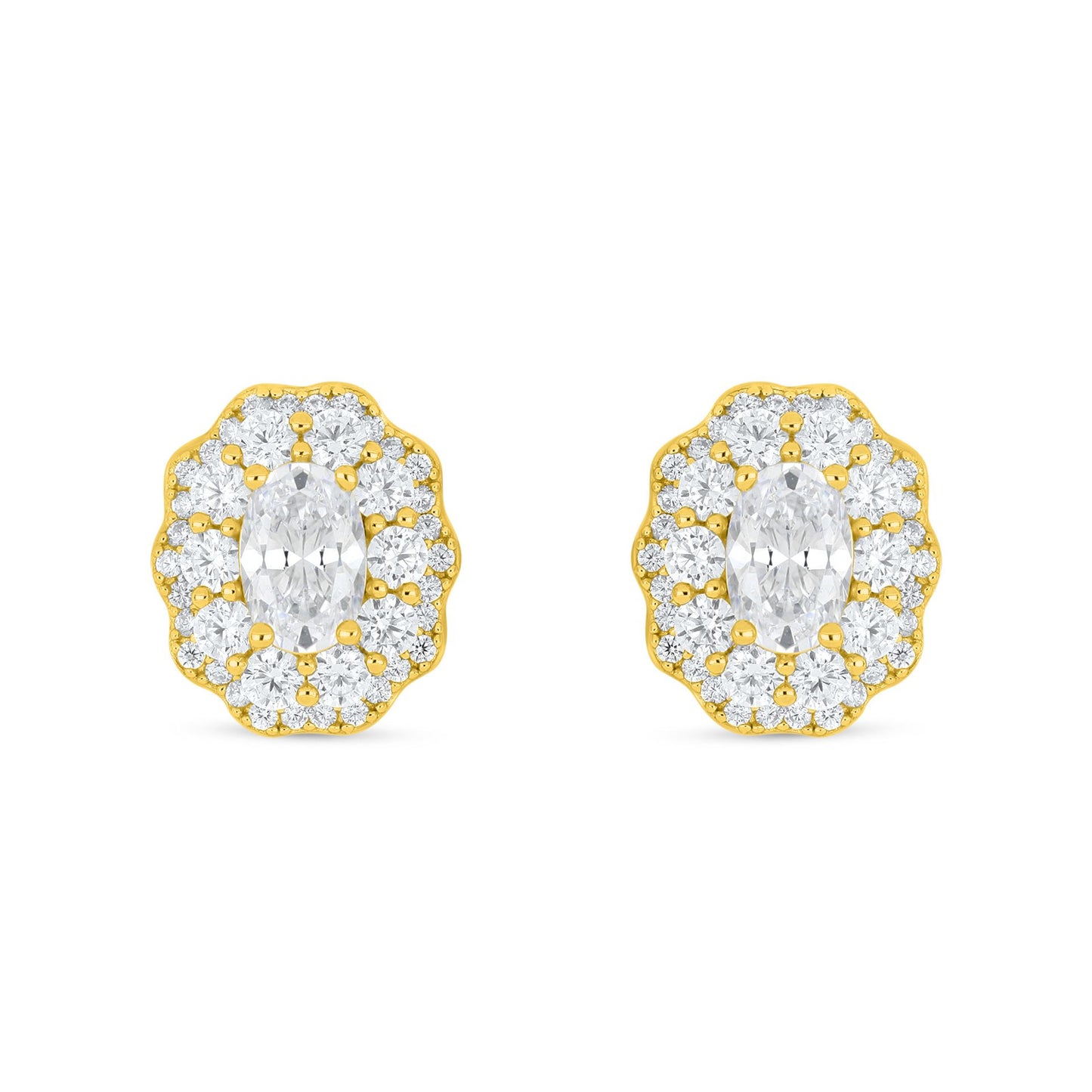 Sterling Silver 925 Earring Golden Plated Embedded With White Zircon