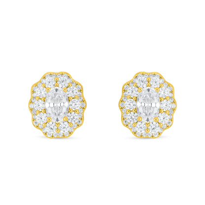 Sterling Silver 925 Earring Golden Plated Embedded With White Zircon