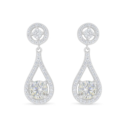 Sterling Silver 925 Earring Rhodium Plated Embedded With Diamond Zircon And White Zircon