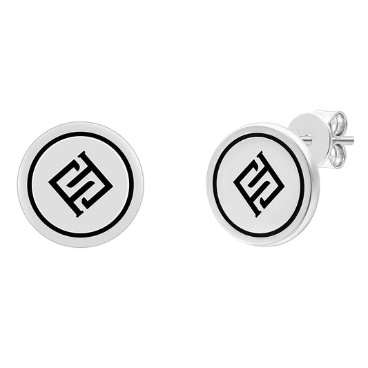 Sterling Silver 925 Earring Rhodium And Black Plated (LOGO)
