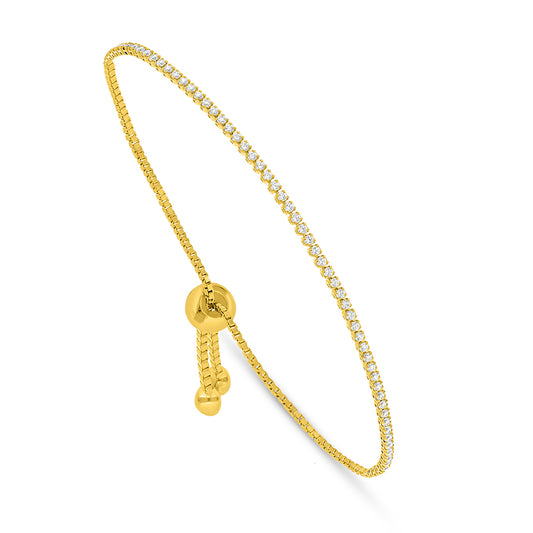 Sterling Silver 925 Bracelet Golden Plated Embedded With White Zircon