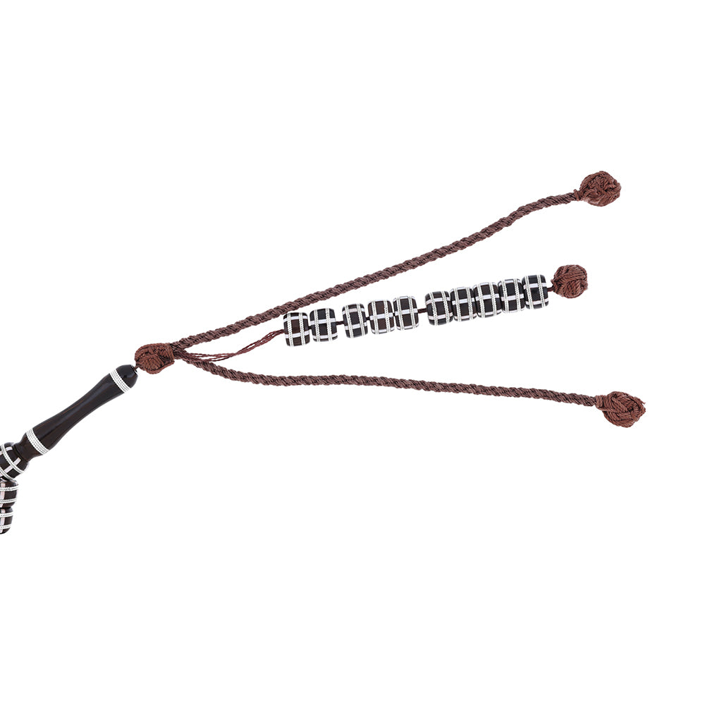 Rosary 100 Kuk Borhami 8*6 mm,Hand Inlaid Round Silver And White Enamel African Style, with Two Counters