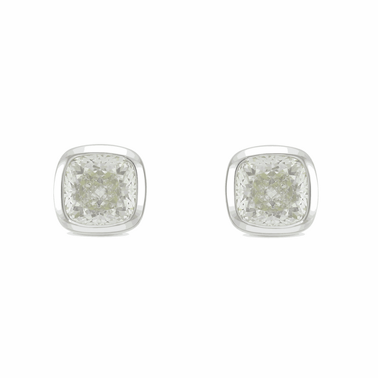 Sterling Silver 925 Earring Rhodium Plated Embedded With Diamond Zircon And White Zircon