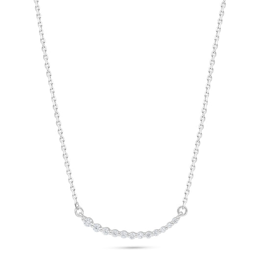 Sterling Silver 925 Necklace Rhodium Plated Embedded With White Zircon