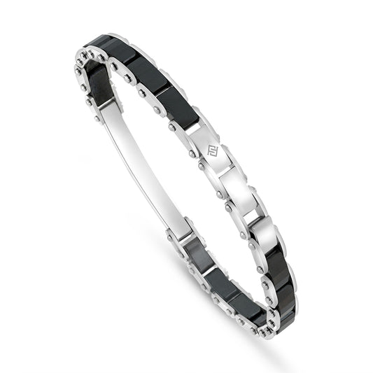 Stainless Steel 316L And 304 L Bracelet, Silver And Rose Golde Color And Black Ceramic For Men