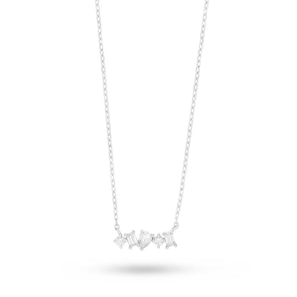 Sterling Silver 925 Necklace Rhodium Plated Embedded With White Zircon