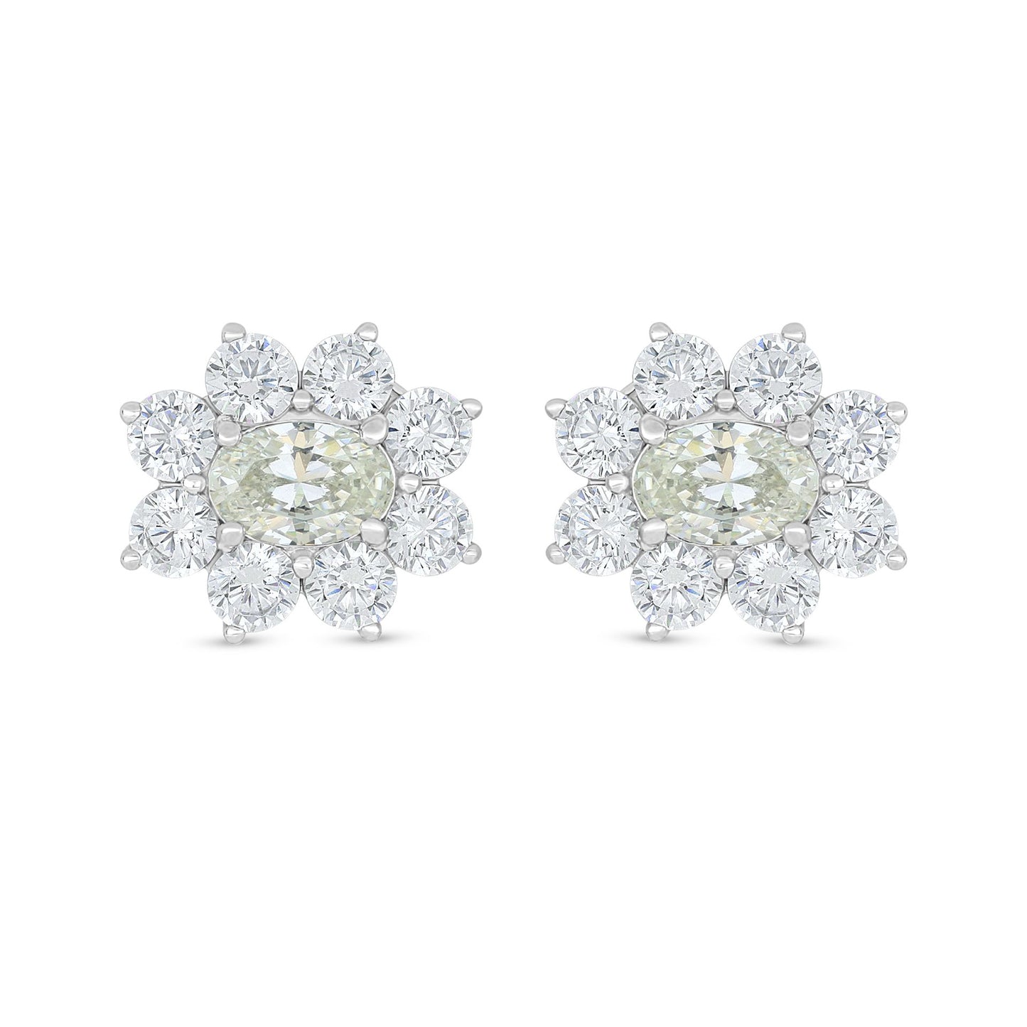Sterling Silver 925 Earring Rhodium Plated Embedded With Diamond Zircon And White Zircon