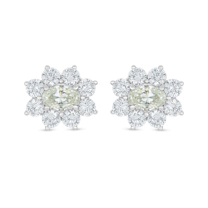 Sterling Silver 925 Earring Rhodium Plated Embedded With Diamond Zircon And White Zircon