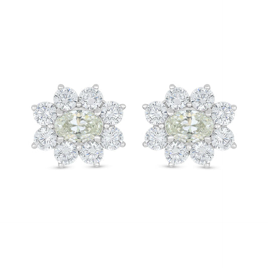 Sterling Silver 925 Earring Rhodium Plated Embedded With Diamond Zircon And White Zircon