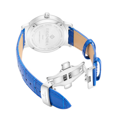 Stainless Steel 316L Watch Silver Color Blue Leather For Men - BLUE MOP DIAL