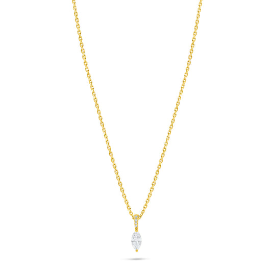 Sterling Silver 925 Necklace Golden Plated Embedded With Diamond Zircon And White Zircon