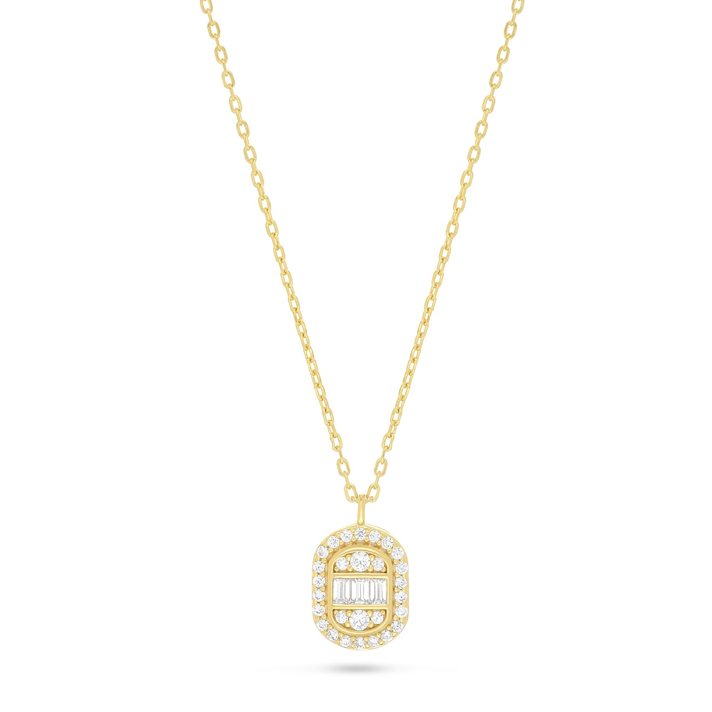 Sterling Silver 925 Necklace Golden Plated Embedded With White Zircon