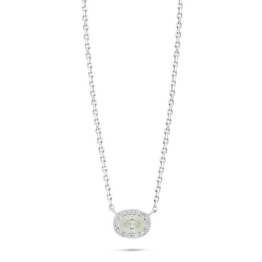 Sterling Silver 925 Necklace Rhodium Plated Embedded With Diamond Zircon And White Zircon