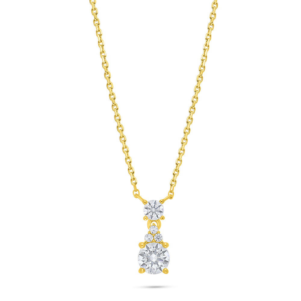 Sterling Silver 925 Necklace Golden Plated Embedded With White Zircon