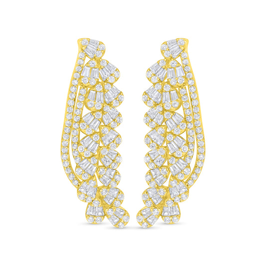 Sterling Silver 925 Earring Golden Plated Embedded With White Zircon
