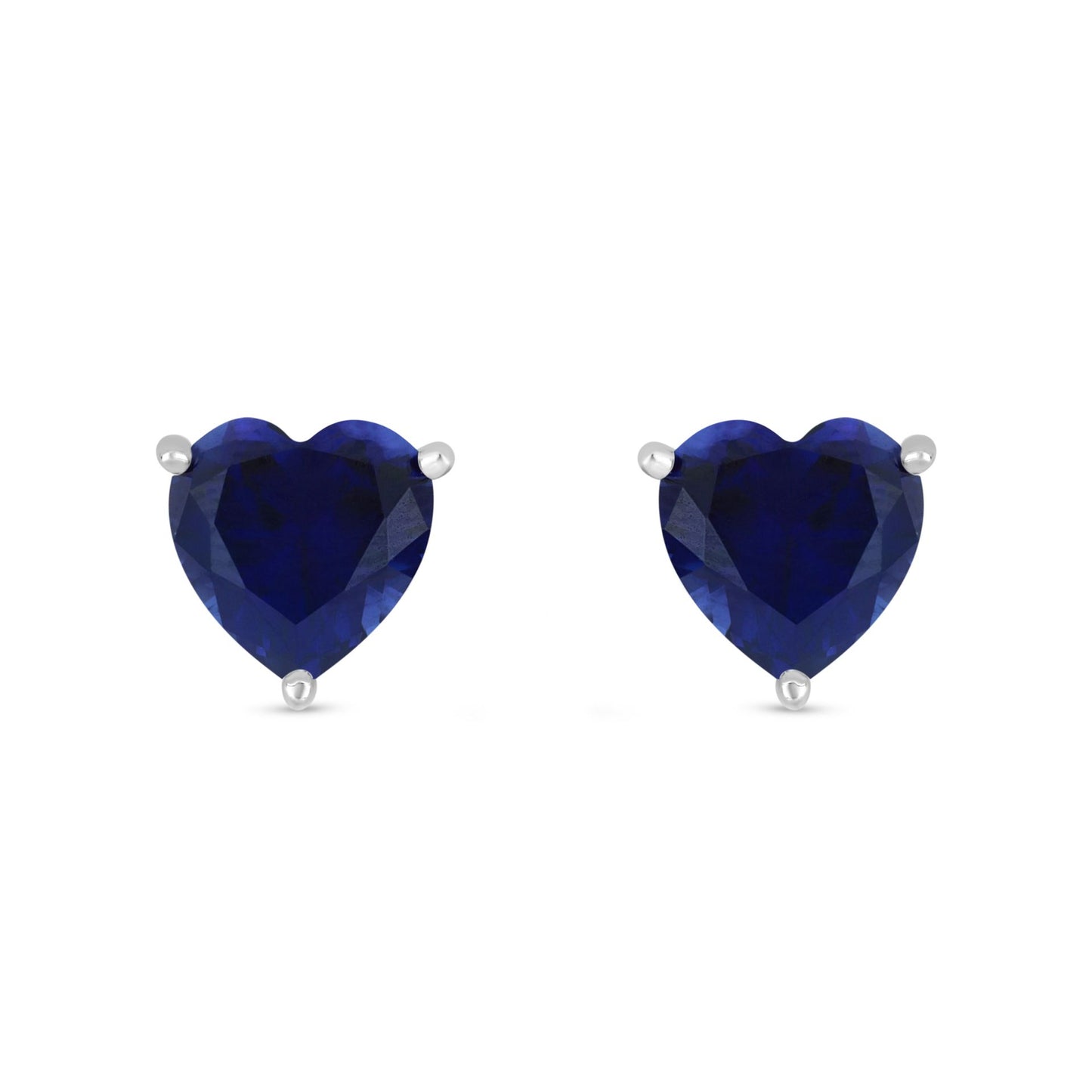 Sterling Silver 925 Earring Rhodium Plated Embedded With Sapphire Corundum