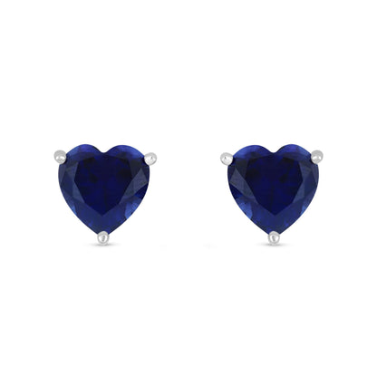 Sterling Silver 925 Earring Rhodium Plated Embedded With Sapphire Corundum