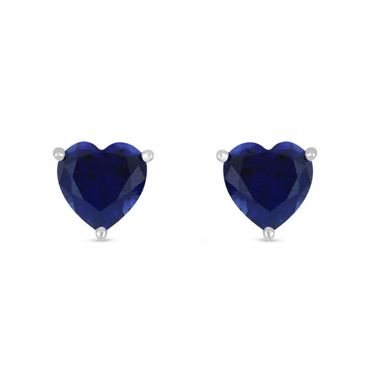 Sterling Silver 925 Earring Rhodium Plated Embedded With Sapphire Corundum