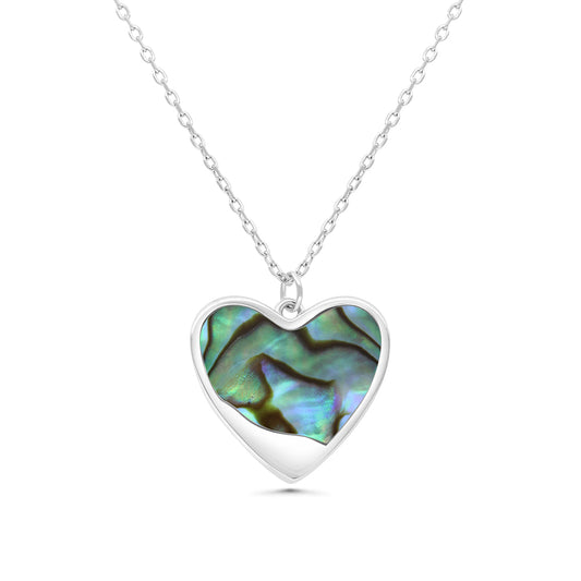 Sterling Silver 925 Necklace Rhodium Plated Embedded With Blue Shell