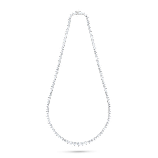 Sterling Silver 925 Necklace Rhodium Plated Embedded With White Zircon