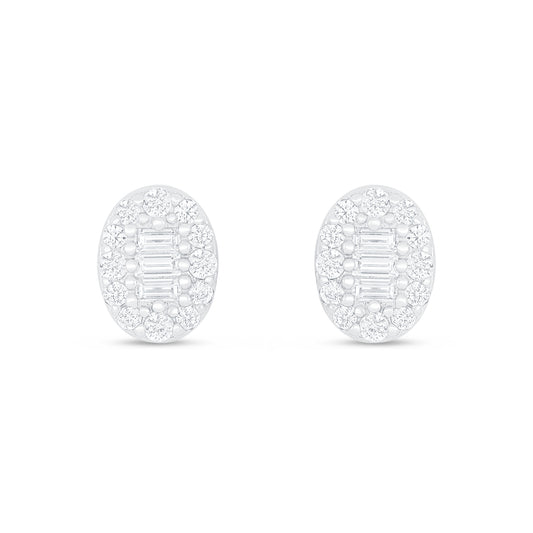 Sterling Silver 925 Earring Rhodium Plated Embedded With White Zircon