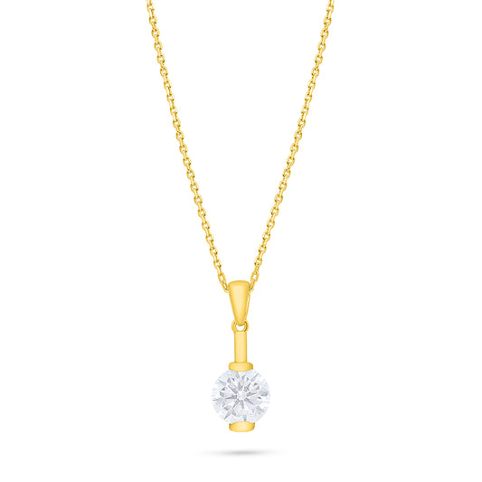Sterling Silver 925 Necklace Golden Plated Embedded With White Zircon