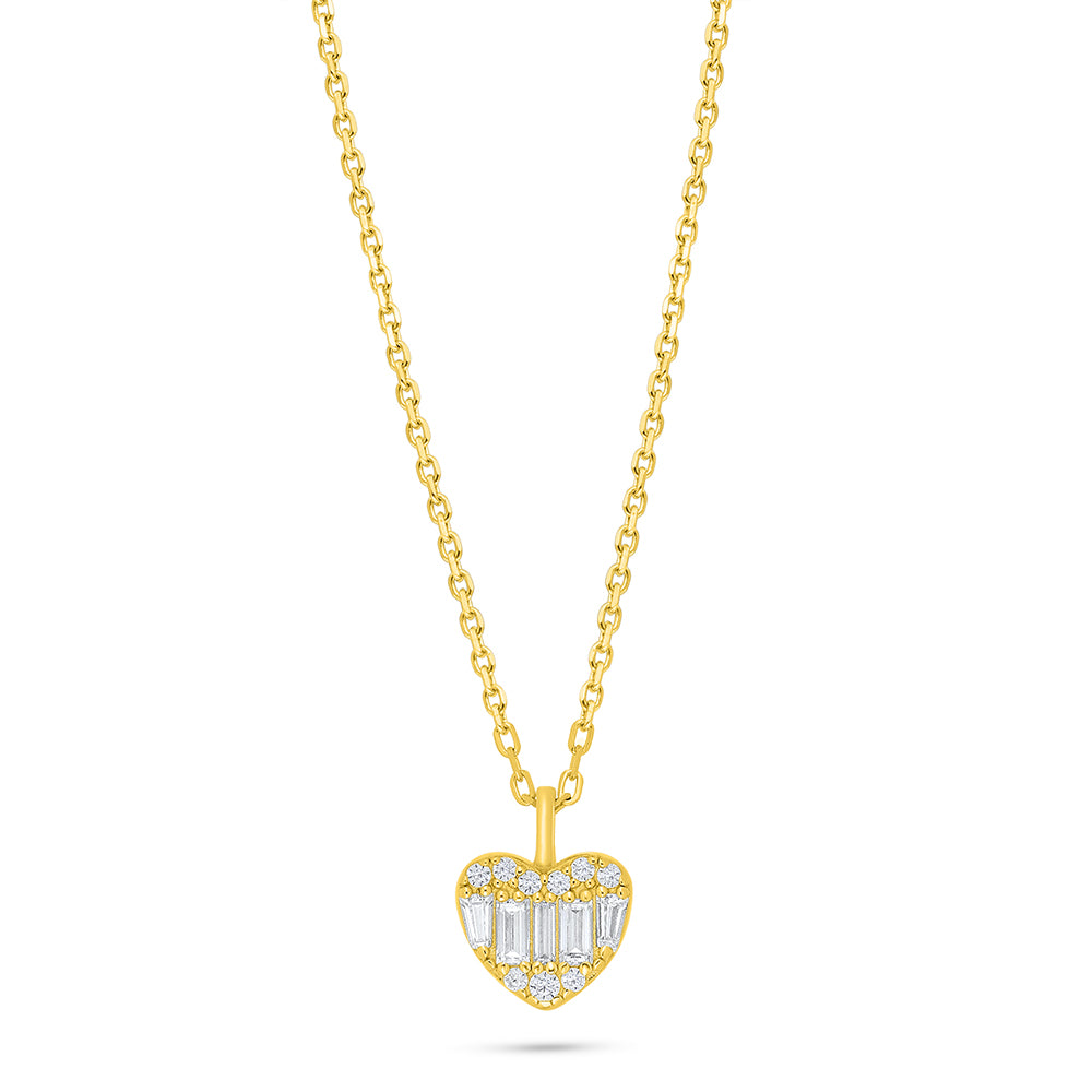 Sterling Silver 925 Necklace Golden Plated Embedded With White Zircon