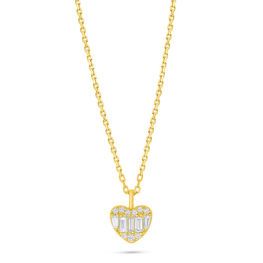 عقد من الفضة الخالصة عيار 925 مطلي ذهبي مرصع فص ابيض