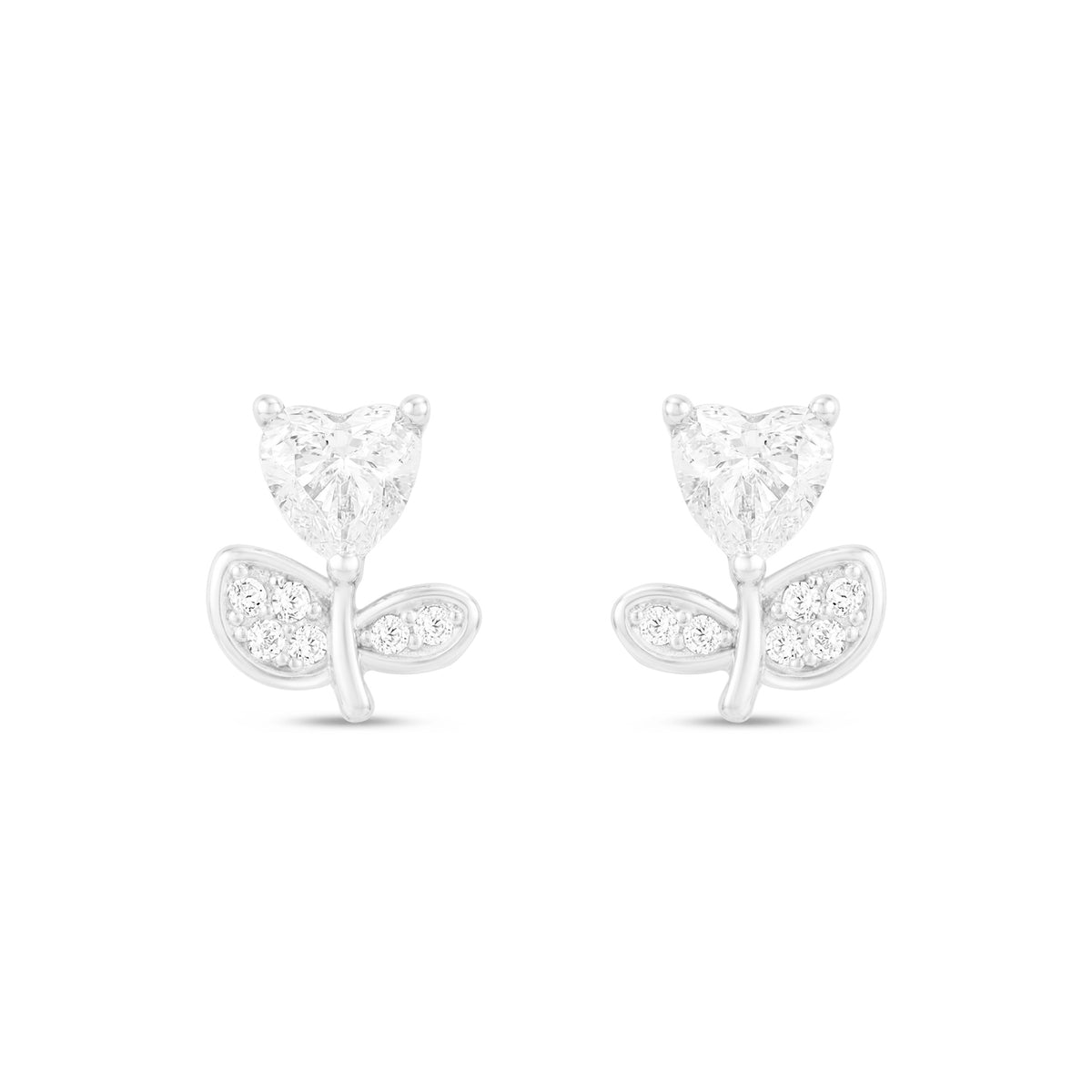 Sterling Silver 925 Earring Rhodium Plated Embedded With White Zircon