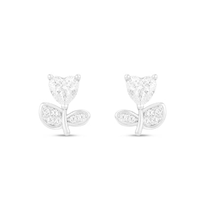 Sterling Silver 925 Earring Rhodium Plated Embedded With White Zircon