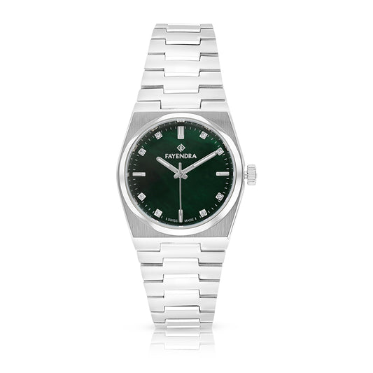 Stainless Steel 316L Watch Silver Color - green MOP dial
