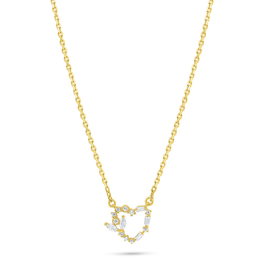 Sterling Silver 925 Necklace Golden Plated Embedded With White Zircon
