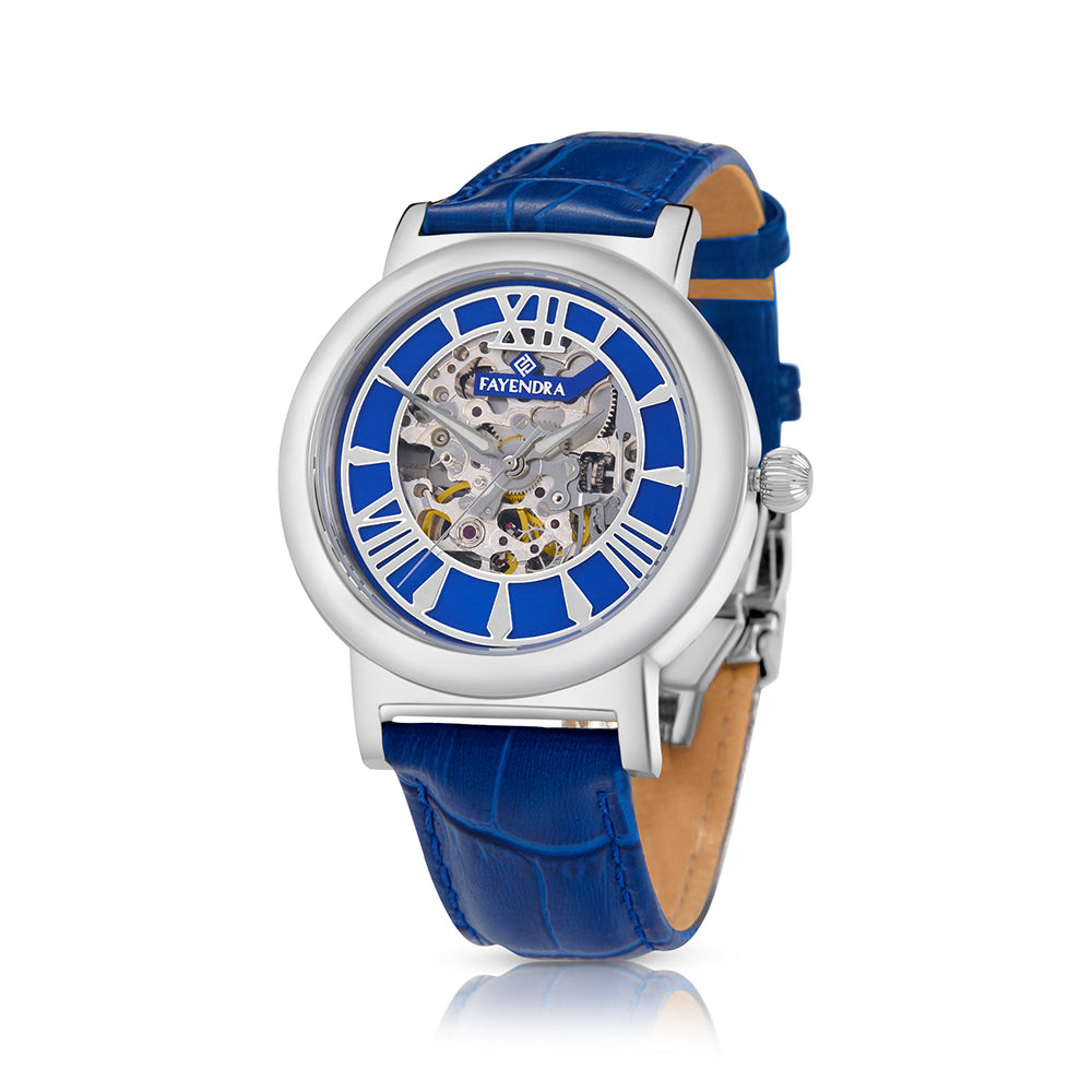 Stainless Steel 316L Watch Silver Color Blue Leather For Men - BLUE MOP DIAL